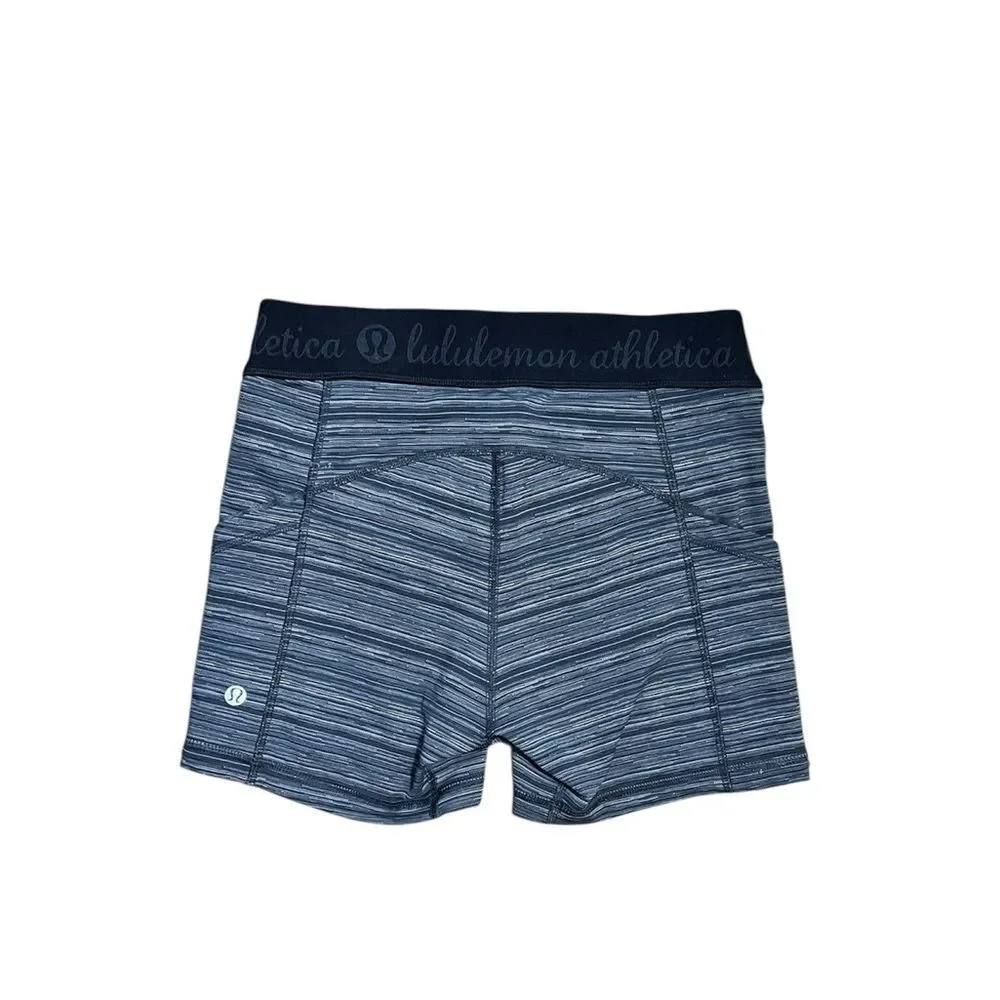 Lululemon Stripe Biker Running Shorts Sz 6 Small